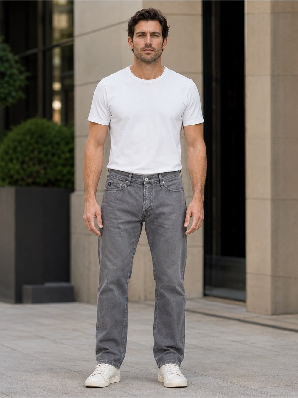 AG Adriano Goldschmied Everett Men 36x29 Gray Slim Straight Stretch Sateen Pants